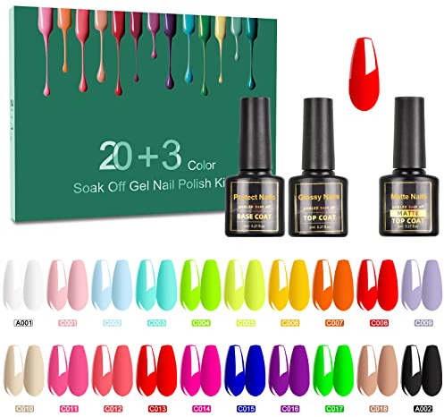 SINZONeu® UV Nagellack UV Gel Set 20 Farben UV Farbgel, Shining Glitter Fluoreszierende Farben Gellack für Maniküre Design