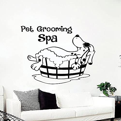 Chiot Animalerie Sticker Mural Chien Salon De Toilettage Vinyle Autocollant Chien Toilettage Spa Wall Sticker Animal Tapisserie D'Ameublement 72X57 Cm