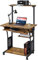 Yaheetech Bureau Informatique avec 3 Tablettes de Rangement Design Table Ordinateur roulettes avec Freins Bureau Ordinateur 80 x 50 x 132 cm Brun Rustique