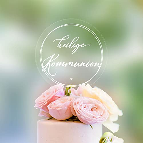 Cake Topper Heilige Kommunion [transparente Scheibe] - Acryl - Tortendeko Kommunion deko Mädchen deko Junge Party deko Junge Tortenaufleger