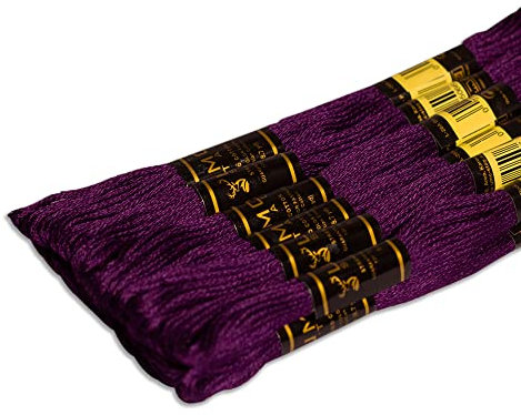 UMC STAG Premium-Stickgarn, 100 % ägyptische Baumwolle, Kreuzstich-Stickgarn, Oeko TEX zertifizierte Baumwolle, ideal für Kunst und Handwerk, Dunkelviolett 102, 12 Stück