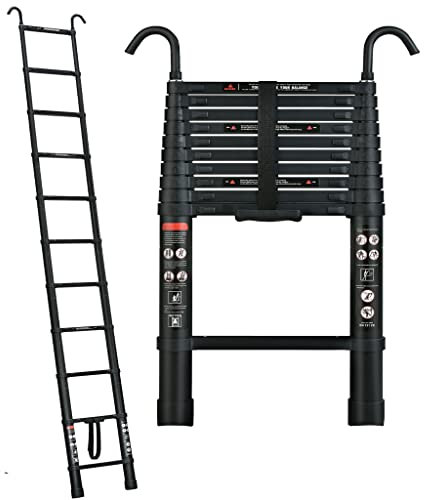 3,2 metri Scala Telescopica di Grenier Lega in Alluminio con 2 ganci amovibili, Folding Ladder Portata massima 150kg, in 131 Certificato
