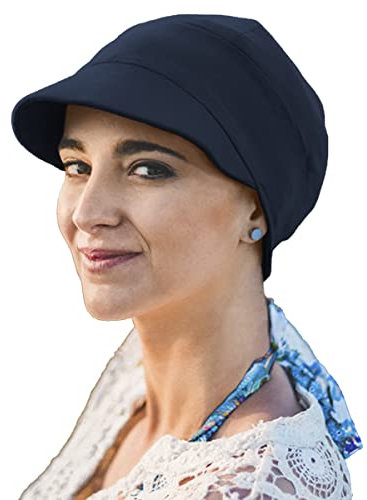 CAREBELL Capri Schirmmütze aus Bambus für Chemotherapie Alopezie, Marineblau, One Size