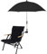 RENXR Stuhlschirm mit Klemme, universal, verstellbar, Strandkorbschirm, UV-Schutz, Sonnenschirm für Kinderwagen, Rollstühle, Terrassenstühle, Schwarz, Schwarz , Large