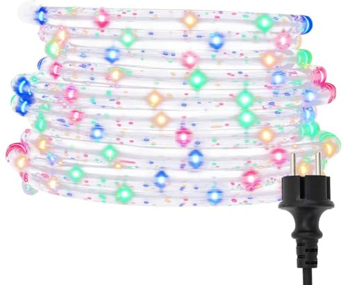 vidaXL Lichtschlauch 120 LEDs Lichterschlauch Lichterkette LED-Streifen Außen Innen Party Deko Weihnachtsbeleuchtung Weihnachtsdeko Mehrfarbig 5m PVC