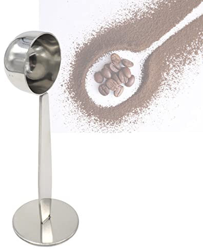 Cheerock Cucchiaio dosatore da caffè in acciaio inox con fondo pressato, misurino da caffè standard, cucchiai da caffè 2 in 1, cucchiaino da zucchero per caffè macinato