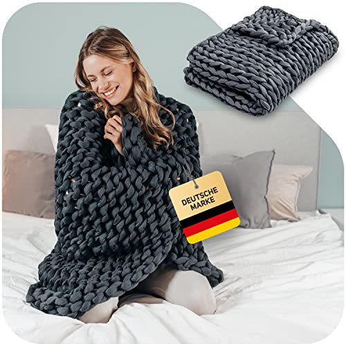 Vybelle ® Gewichtsdecke 170 x 90 cm ca. 6,7kg [HANDGEWEBT] atmungsaktive Schwere Decke Co2 Neutral - Therapiedecke für Entspannung und Guten Schlaf - Anti Stress Heavy Weighted Blanket