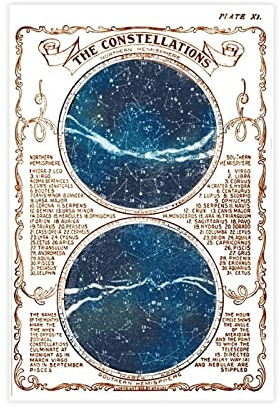 EFEZAC Sterne Sternbilder Poster 4 Leinwand Poster Schlafzimmer Dekor Sport Landschaft Büro Zimmer Dekor Geschenk ohne Rahmen Stil 30 x 45 cm