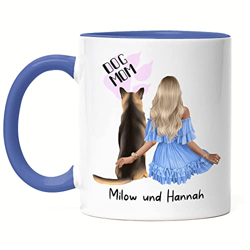 Kiddle-Design Propriétaire de chien Mug Bleu Personnalisé Cadeau pour maman de chien Amoureux de chien Propriétaire de chien Femme Dog Mom Ami de chien Animal domestique & maître