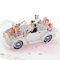 Favour Pop Up® 3D Glückwunschkarte zur Hochzeit – Großformat 15x20cm – Rosen Oldtimer Hochzeitsauto mit Brautpaar – eine exklusive Pop-Up-Karte, die beeindruckt