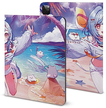 Niapessel for iPad 9th Generation Case/for iPad Air 5th Generation Case/for iPad Pro 11 Inch, Cute Anime Girl Print with Pencil Holder & Stand (TPU Leather)