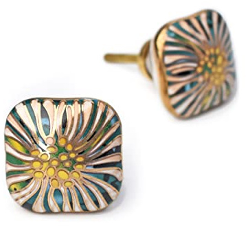 BROOK AND BIRCH Ceramic Art Deco Gold Kitchen Cabinet Drawer Knobs Ceramic Wardrobe Door Knobs Pull Handles (6)