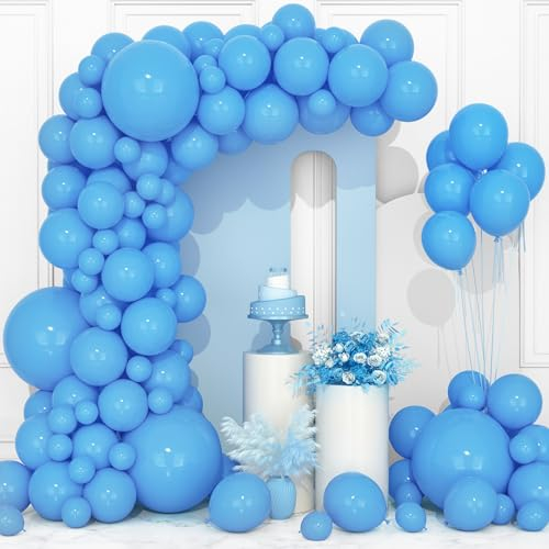 Palloncini Blu, 106 pezzi 5 10 12 18 pollici Azzurri Cielo Opachi Arco di Palloncini Kit con Nastro per Ragazze Ragazzi Festa di Compleanno Matrimonio Battesimo Baby Shower Laurea Natale Decorazioni