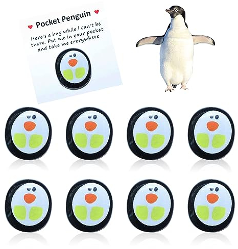 SKHAOVS 8 Stück Mini Pocket Penguin Hug, A Little Pocket Penguin Hug, Ermutigende Geschenke, Pinguin Geschenk, Niedliche Tasche Pinguin Umarmung mit Grußkarten, für Familie Freunde