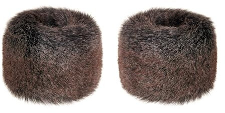 Futrzane Siberian Manschetten - Pulswärmer Damen Fell - Pelz Stulpen Armstulpen (Braun Siberian)