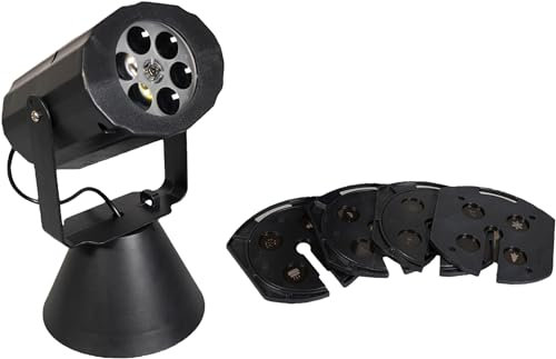 Electrovision Xmas Haus Festive Christmas LED Projector with 4 Festive Moving Slides Battery Operated, Black, 180x100x100mm