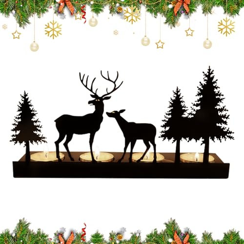 Kerzenhalter Adventskranz Schwarz für 4cm Teelicht, Kerzenständer Metall Modern, Adventskerzenhalter Ohne Dorn für DIY Kerzenhalter Adventskranz Deko Weihnachten Kerzenteller Tisch Deko (#2)