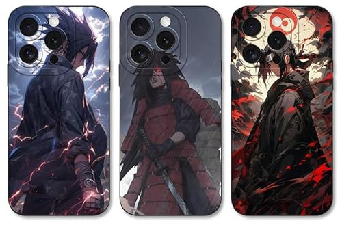 PBNDJVG [3 Confezioni] Anime Custodia per Apple iPhone 12 Pro Max 6.7 Pollice, Con Uchiha Sasuke Itachi Madara Manga Cartone Motivo Protezione Cover Della Lente Case Modello TPU Silicone Antiurto, 02
