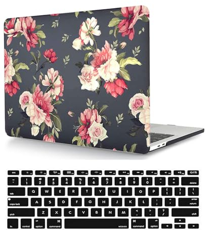 Laptop Hülle für MacBook Pro 16 Zoll Modell A2141 2020 Freisetzung mit Touch Bar and Touch ID, Plastik Schützend Hartschale Case Cover & Tastaturschutz, Rosa Blume