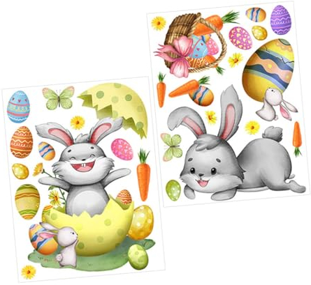 1 Satz Wandtattoo Ostern Kaninchen-Fensteraufkleber Ostern-Glasklammern osterhasen aufkleber ostereier sticker Boden schmücken tür aufkleber Wandaufkleber Applikationen PVC