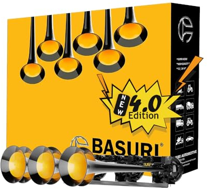 NEU BABY SHARK 4.0 | Klaxon Basuri Musicaux Melodie Trompes | 12-24 Volts | 130 DB 6 Super Puissant Trompette | 22 Son Pour Camion,Tracteur,Agricoles,4x4,Van,Voiture