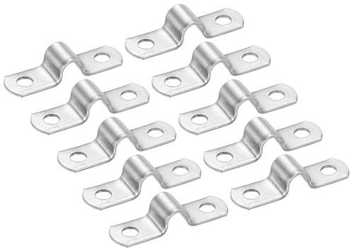 PATIKIL 0.31 inch/8mm Rigid Pipe Strap Clamp, 10 Pcs 304 Stainless Steel Two Hole U-Shape Tube Clip Pipe Fasten Holder for Pipe Fixing