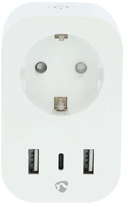 Nedis SmartLife Smart Stecker - Wi-Fi - Leistungsmesser - 3680 W - Type F (CEE 7/7) / 1x USB-C / 2x USB - 0-55 °C - Android/IOS - Weiss - 1 Stück