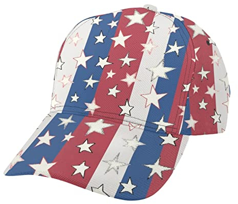 Amkong Baseballkappe, verstellbar, Sport, Damen, Seele, Mond, Surfer, Papa, Trucker, Mütze, verstellbar, für Damen und Herren, Stars and Stripes für den 4. Juli, One size