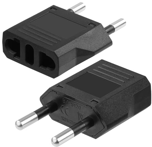 AXFEE 2 Pezzi Adattatore da Viaggio, Adattatore da Spina Americana a Italia, Adattatore da Spina Americana a Europea, per Europa/USA/USA/Francia/Germania/Spagna/Australia/Austria