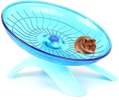 Silent Hamster Wheel 7 Inch Exercise Wheel for Syrian Hamsters Hamster Flying Saucer Quiet Spinner Running Wheel for Gerbil Chinchilla Guinea Pig Mice Hedgehog Small Animals (Blue)