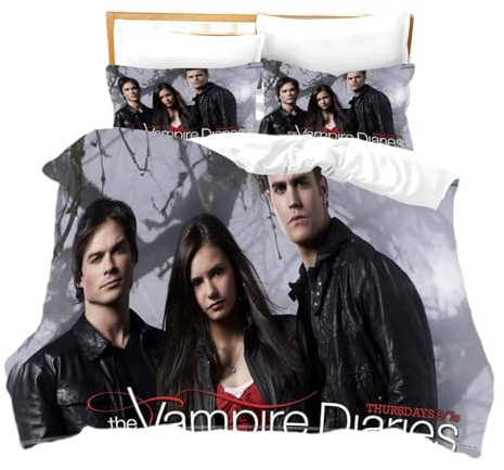 KnoRRs Horror TV Bettbezug-Set 2-Teiliges, Vampire Bettwäsche 135X200cm, Weiches Bettbezug Mit Kissenbezug Für Kinder Und Erwachsene (A3,140x200cm + 75x50 cm), MBT-026