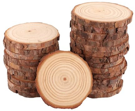 GBACHOOSE 25 Stück Holzscheiben 9-10 cm Baumscheiben ohne Loch, Runde Holzscheibe, Baumscheibe Klein, Holzscheiben zum Basteln 10mm Dicke für DIY, Handwerk, Hochzeit Weihnachten Dekoration