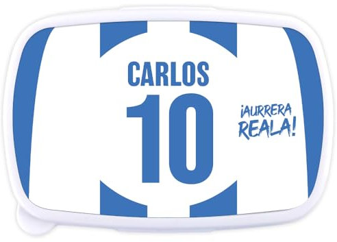 Fiambrera Merienda Sandwichera Futbol Personalizada Nombre y Número Regalo Niños (R. SOCIEDAD)