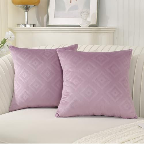 Ystyle Federe Cuscini Divano 45x45 Copricuscino Divano Camera da Letto Cuscini Arredo Fodere Arredamento Casa Federe Moderni Elegante Morbido Resistente in Velluto 2 Pezzi, Viola Chiaro
