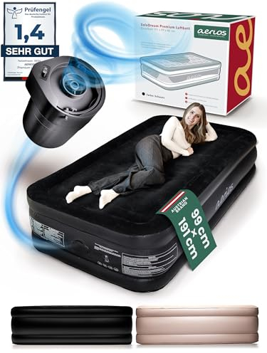 Aerios - Luftbett für 1 Person - Selbstaufblasbare Luftmatratze | Premium Gästebett ohne Stromkabel - integrierte USB-C Pumpe - Aufblasbares Bett - Jetzt Größe Wählen!