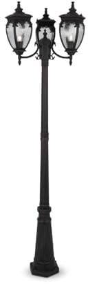 Kandelaber Rustikal 239 cm hoch 3-flammig E27 in Bronze antik aus Aluminium Glas IP44 Wegeleuchte Garten Stehlampe Laterne Garten