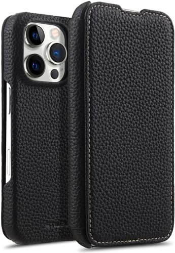 STILGUT Book Case passend für iPhone 16 Pro - Hülle kompatibel mit MagSafe aus Leder zum Klappen, Klapphülle, Handyhülle, Lederhülle - Schwarz