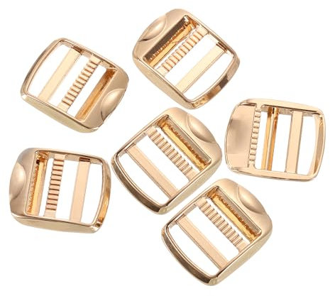 sourcing map Metal Ladder Lock Slider, 6Pcs 1 Zinc Alloy Buckle Adjuster Webbing Strap Release Buckles for Backpack Strap Accessories Replacement (Light Gold)