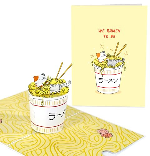 Central 23 Ramen Pop Up Karte – Katze – We Ramen to be – Wortspiel – Lustige 3D Karte für Männer Frauen zum Jubiläum, Valentinstag, Ich liebe dich – kommt mit Aufklebern