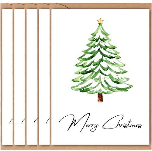 MOKY Weihnachtskarten Merry Christmas 5er Set Postkarten mit Umschlag