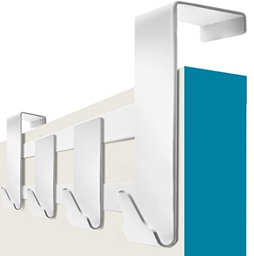 4smile Appendiabiti da Porta – Attaccapanni bianco, appendi abiti porta + cuscinetti antiscivolo e in feltro – Supporto per vano