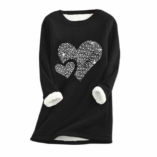 KHIRVWL Felpa Donna Senza Cappuccio Invernale Termico Felpe in Pile Peluche T-Shirt Girocollo a Maniche Lunghe Teddy Caldo Pullover Pigiama Maglione Casual Pullover Felpa di Grandi Dimensioni