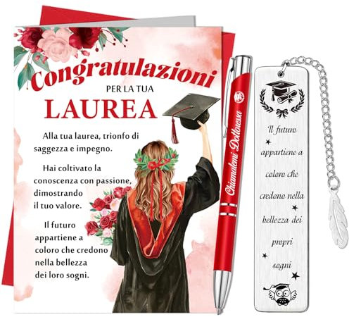HOWAF Biglietto Laurea Dottoressa Biglietto Auguri Laurea, Biglietti Laurea Dottoressa Biglietti Auguri Laurea, con Segnalibro Laurea, Penna Dottoressa per Regalo Laurea Donna, Bomboniere Laurea