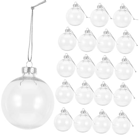 BEBEMOKO Transparente Weihnachtskugeln 20 Stück 8cm Kunststoff Selbstgemacht Baumdekoration Hängende Ornamente Für Heim Büro Und Festtagsdeko
