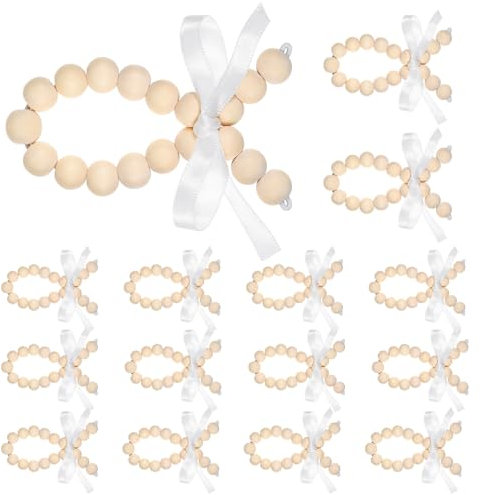 Sinmoe Holzperlen DIY Set Tischdeko Taufe inklusive 300 Holzperlen, 20 Kunststoffbeschichteter Draht, 1 Satinband, 1 Zange Kommunion Fische Deko für Taufe Konfirmation