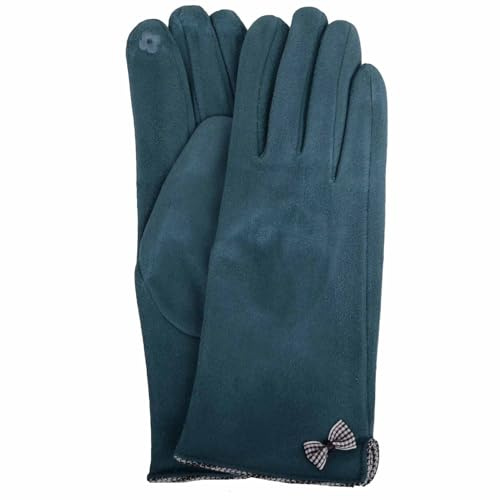 SNUGRUGS Womens Super Soft Micro Suede Cosy Winter Gloves, Bow Design