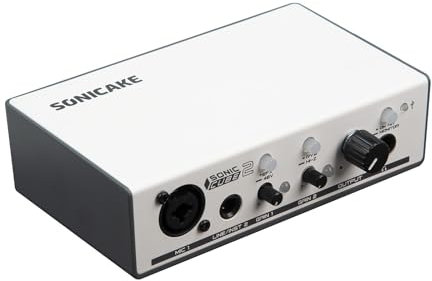 SONICAKE Professional USB Audio Interface Dual-channel Analogue Preamps Audio Mixer for Beginners Podcasting and Recording