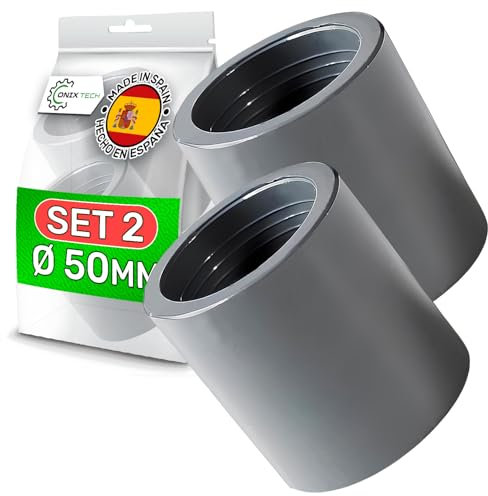 2 Pièces Raccord PVC Ø50 mm pour Tuyau sous Pression avec Connexion Femelle-Femelle - MADE IN SPAIN - Garantie de 5 Ans - ONIX TECH
