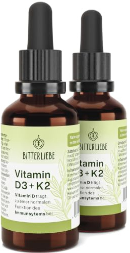 BitterLiebe Vitamin D3 K2 Tropfen hochdosiert und vegan - K2 Vitamin und hoch bioverfügbare Vitamin D3 - für starke Knoche und Immunsystem, fördert Herz-Kreislauf-System und Muskelgesundheit (2)