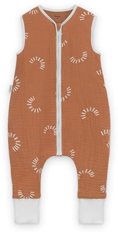 Ehrenkind® Baby Sommerschlafsack mit Füßen Musselin 0.5 TOG | aus weicher OEKO-TEX zertifizierter Bio-Baumwolle | Sommer Baby Schlafsack 0.5 TOG Gr. 100 Farbe Zimt Gemustert